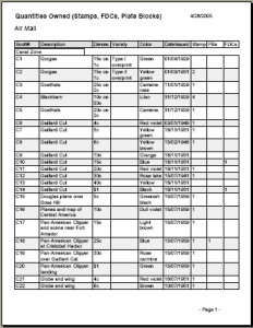 Stamp Quantities Owned - StampManage Stamp Inventory Software